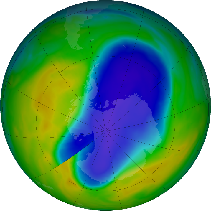 Antarctic ozone map for 11 November 2018